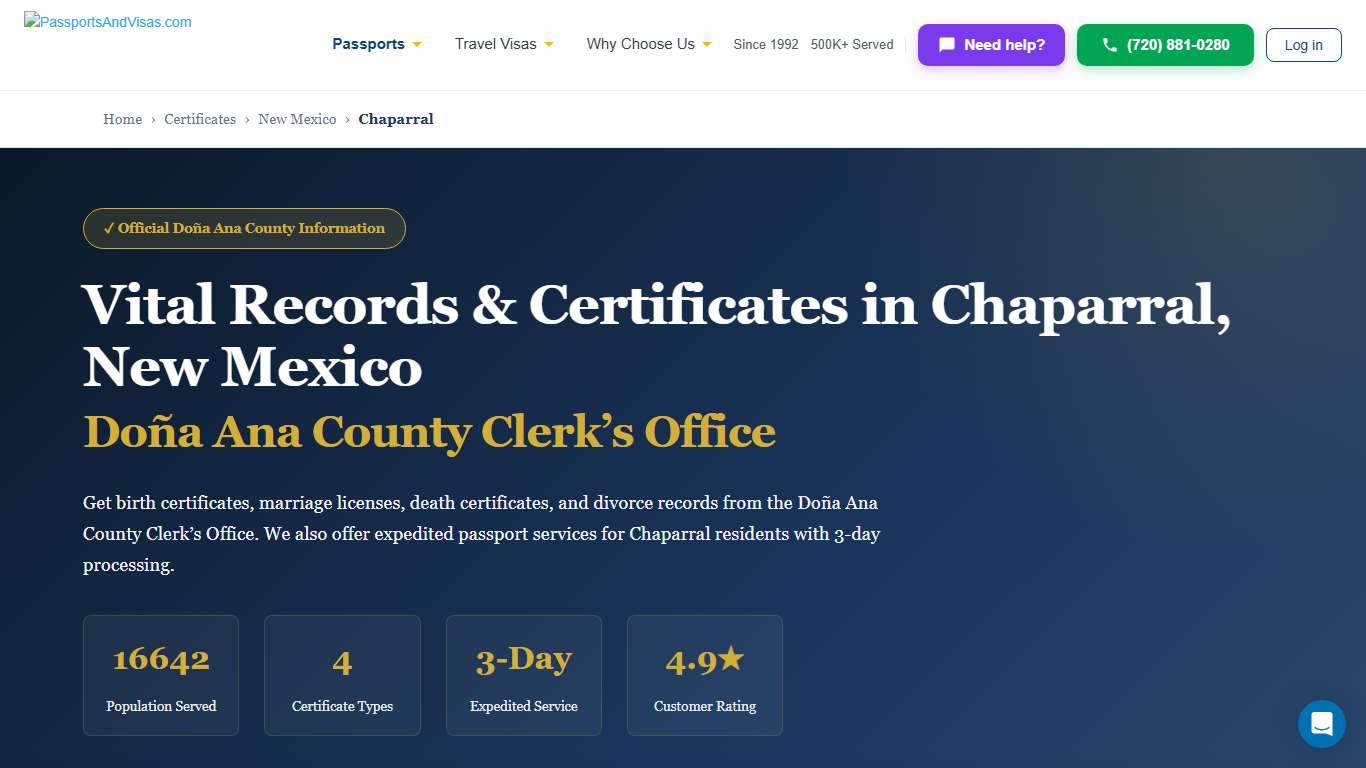 Birth, Marriage & Death Certificates in Chaparral, NM | Doña Ana County Vital Records